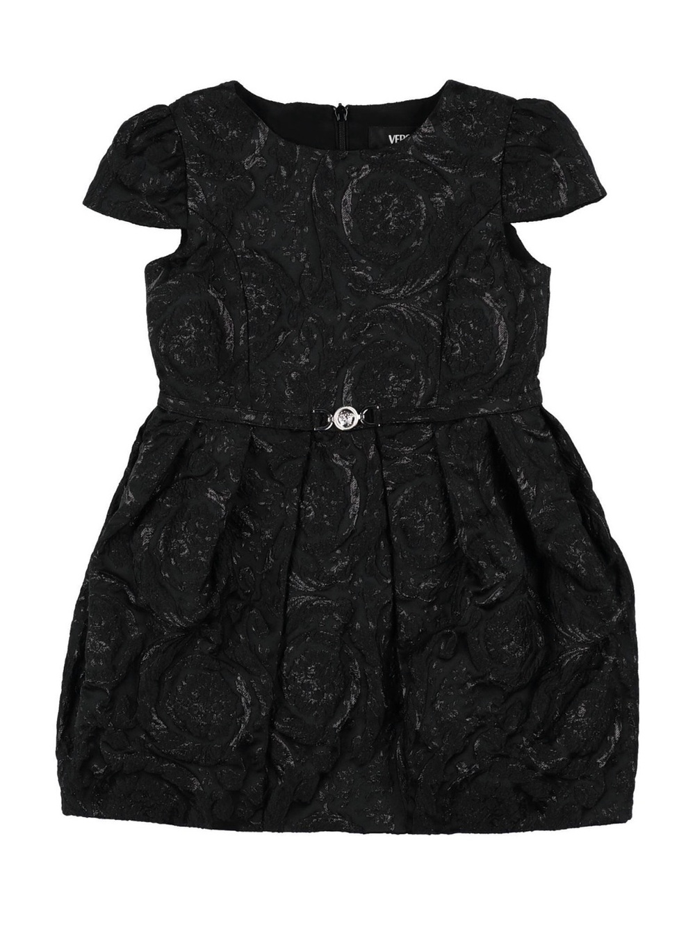 Versace Black Textured Belted Party Dress for Kids